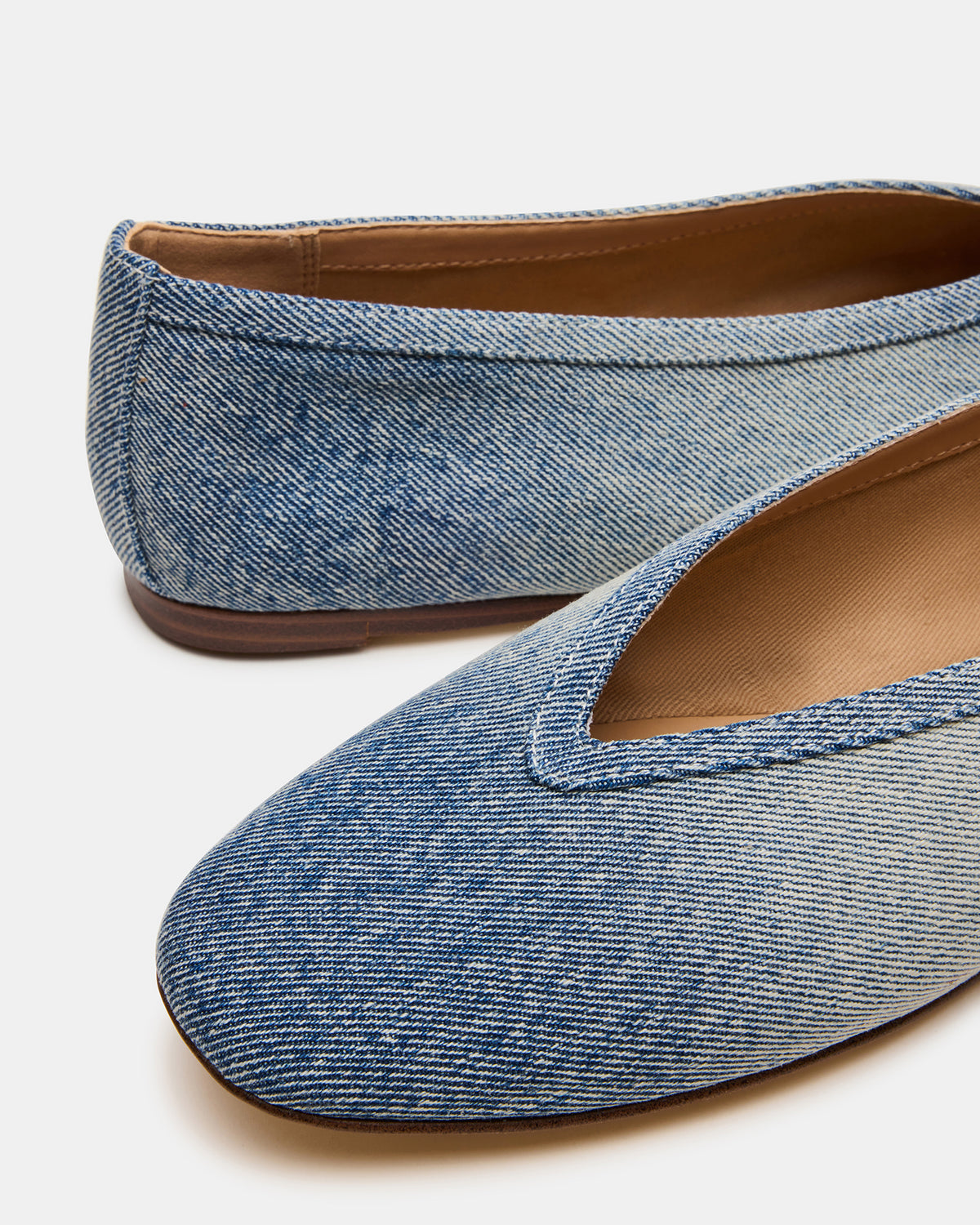 LENI Denim Fabric Square-Toe Ballet Women's Flat