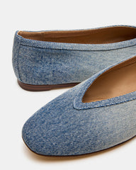 LENI Denim Fabric Square-Toe Ballet Women's Flat