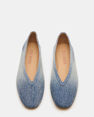 LENI Denim Fabric Square-Toe Ballet Women's Flat
