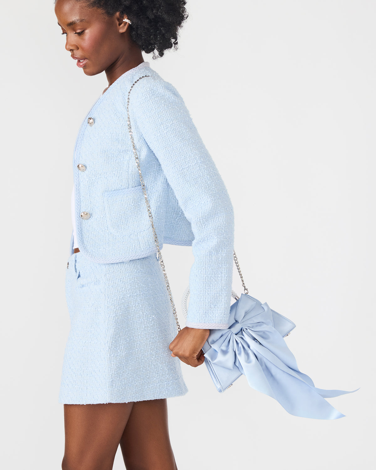 COSETTE Bag Blue Beaded Top-Handle Mini Handbag