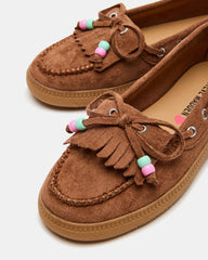 Kids' KRISP Cognac Girls' Boat Shoe Loafer