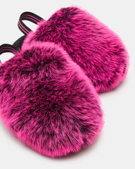 Kids' POOF Fushia Slip-On Faux Fur Girls' Flat