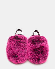 Kids' POOF Fushia Slip-On Faux Fur Girls' Flat