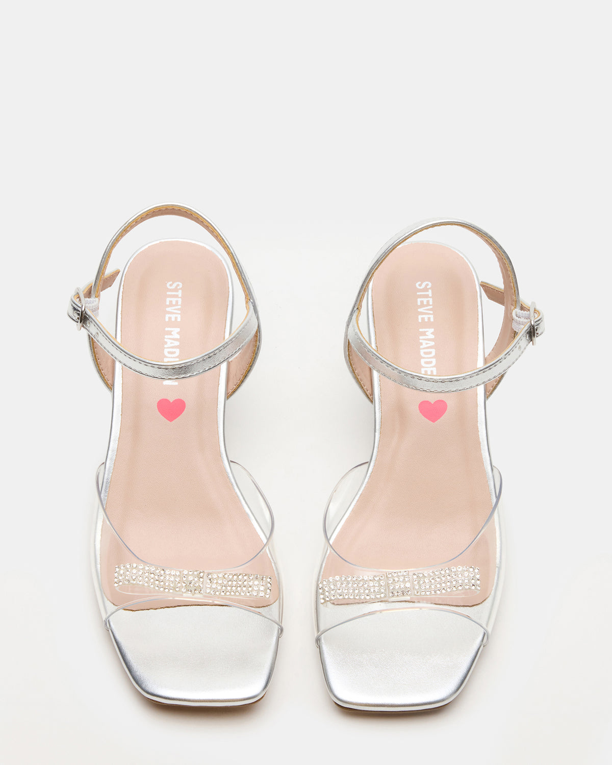 Kids' MERRY Silver Girls' Square-Toe Rhinestone Heel