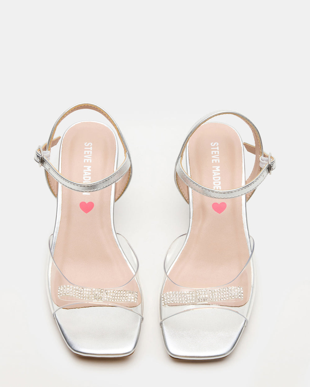 Kids' MERRY Silver Girls' Square-Toe Rhinestone Heel