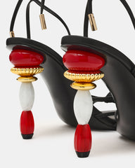 SOLENA Black Strappy Leg-Tie Square-Toe Women's Sculptured Heel