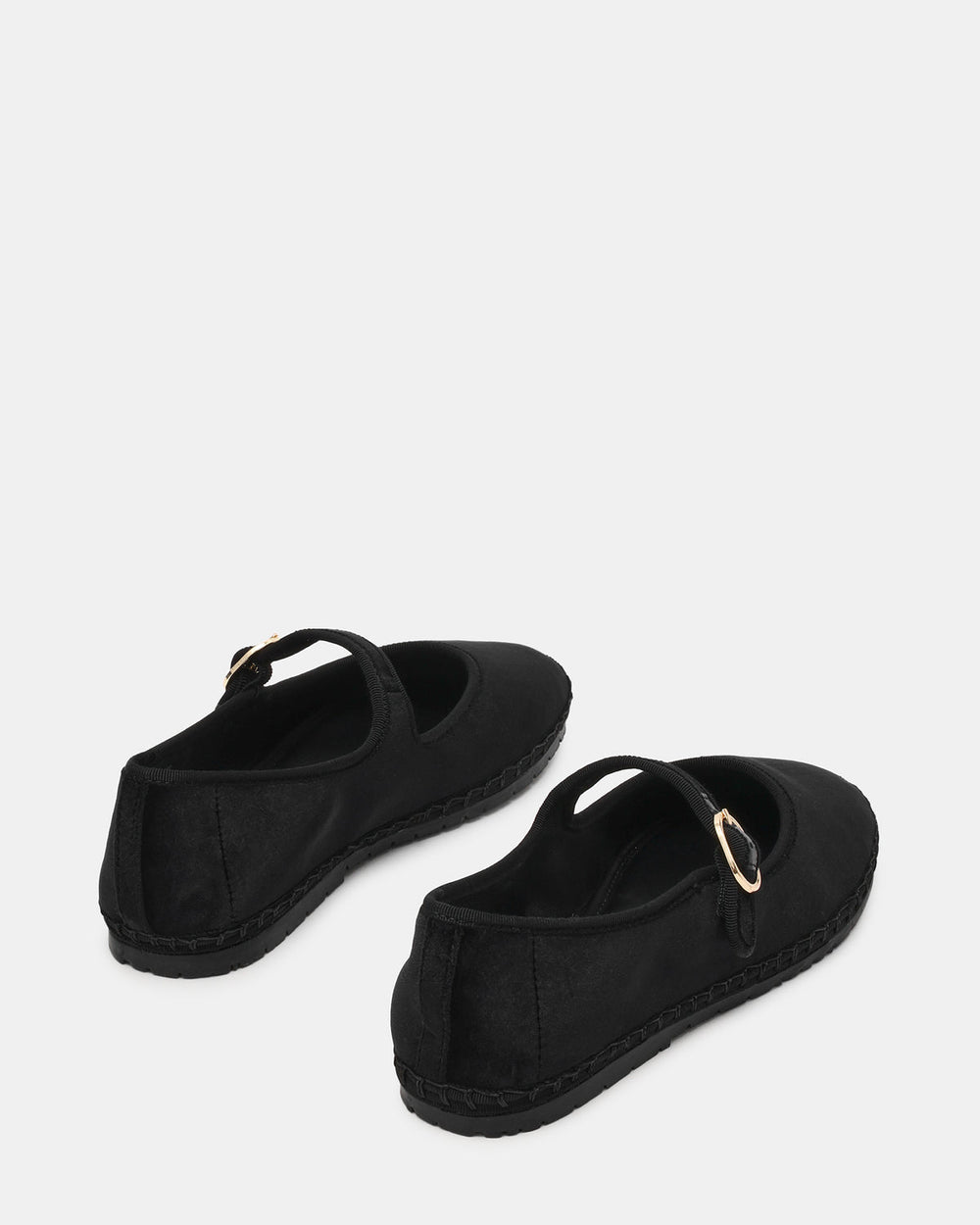 VELMA Black Velvet Mary Jane Gold-Detail Buckle Women's Flat