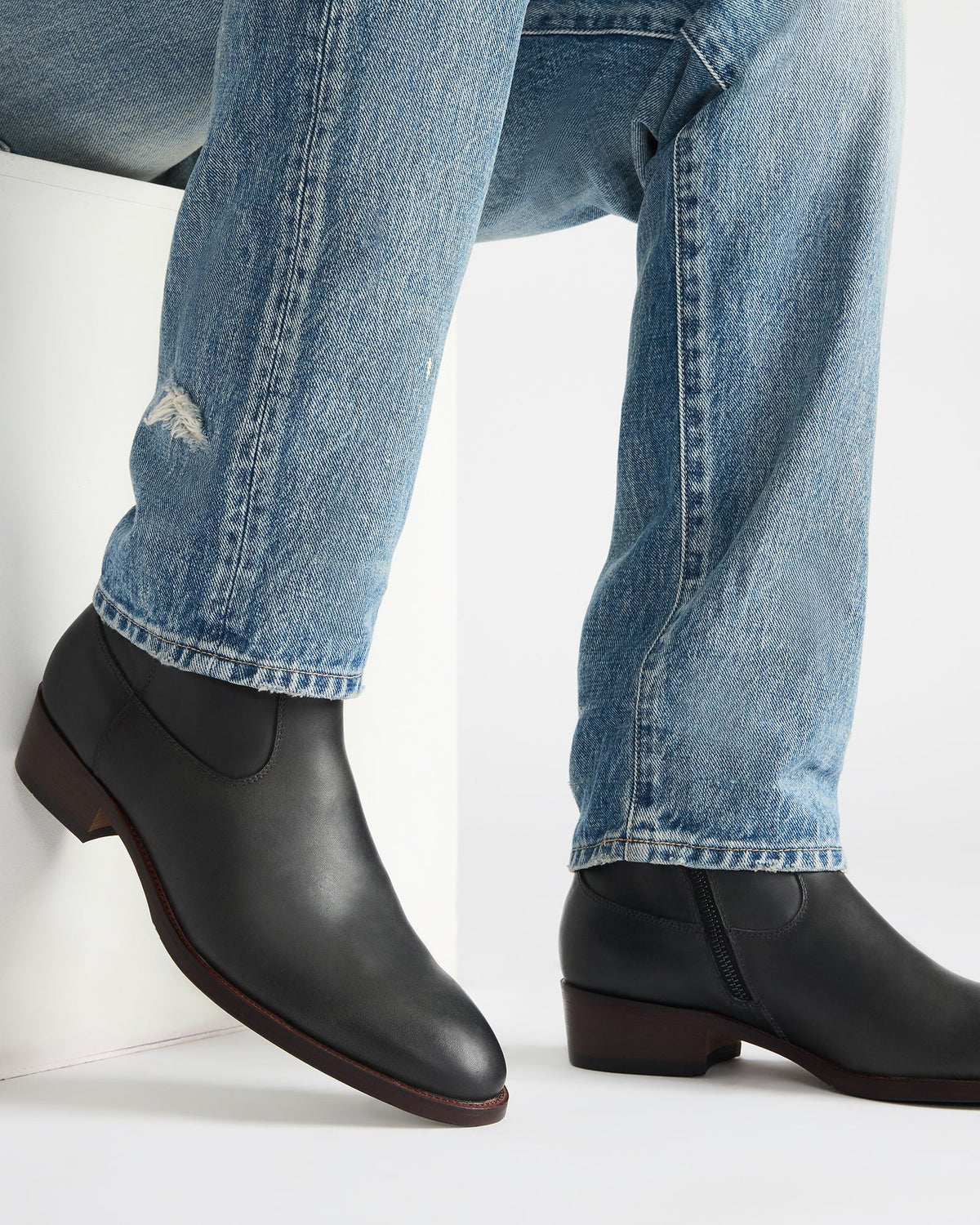 HENDRIK Black Leather Men's Ankle Boot