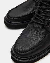 DAEL Black Leather Lace-Up Men's Ankle Boot