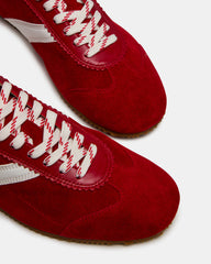 JUNA Red Low-Top Lace-Up Stripe Men's Sneaker