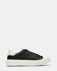 MACRAE Black Leather Men's Low-Top Fashion Sneaker