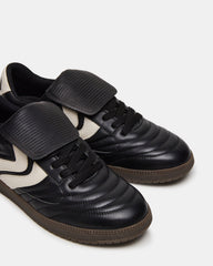 JANOS Black Leather Low-Top Lace-Up Men's Sneaker