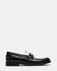 NATAN Black/ White Leather Men's Slip-On Dress Loafer