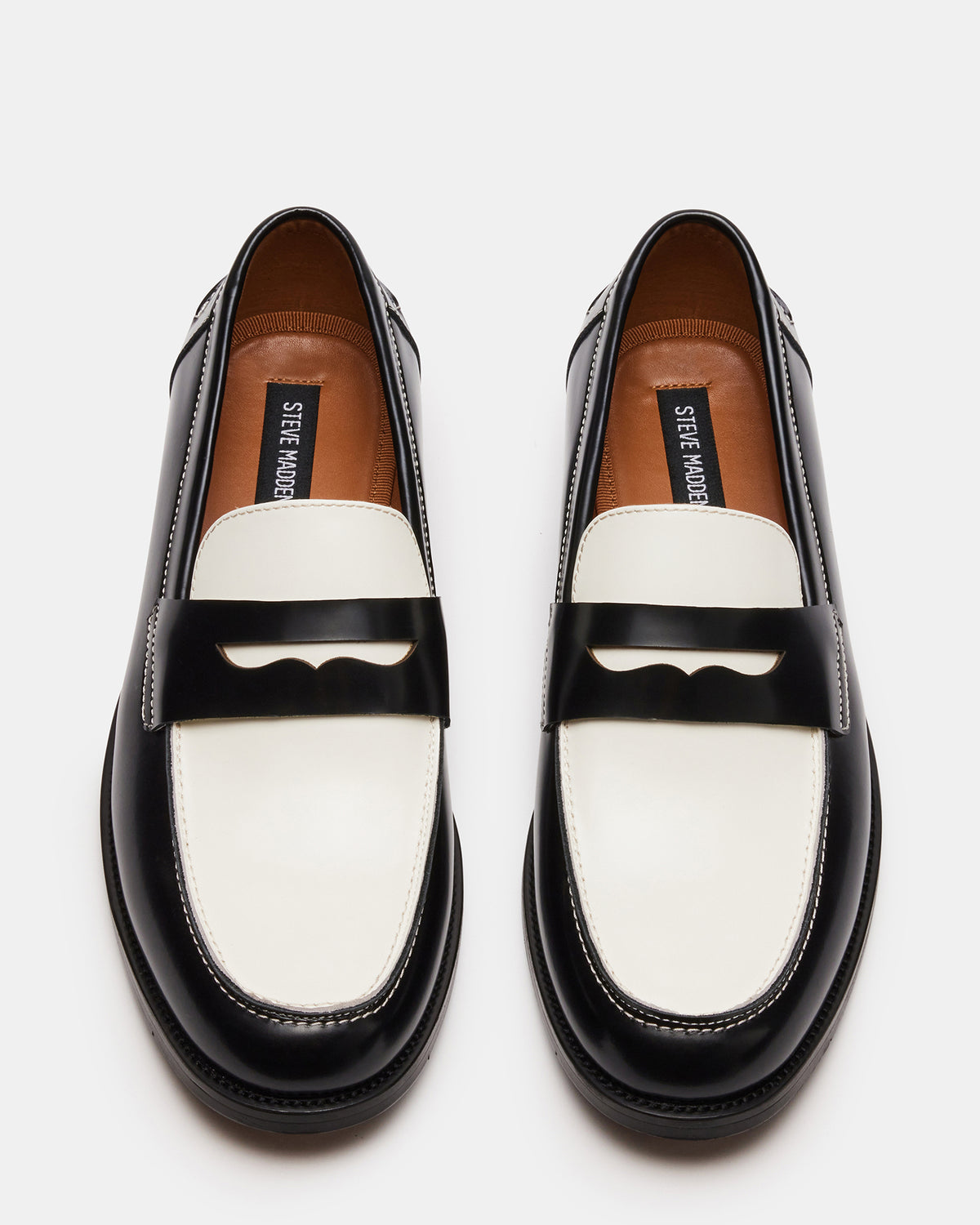 NATAN Black/ White Leather Men's Slip-On Dress Loafer
