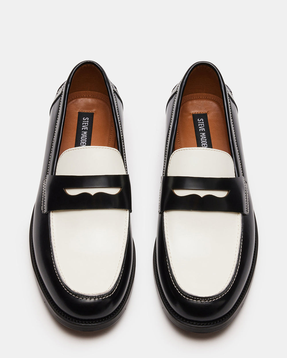 NATAN Black/ White Leather Men's Slip-On Dress Loafer