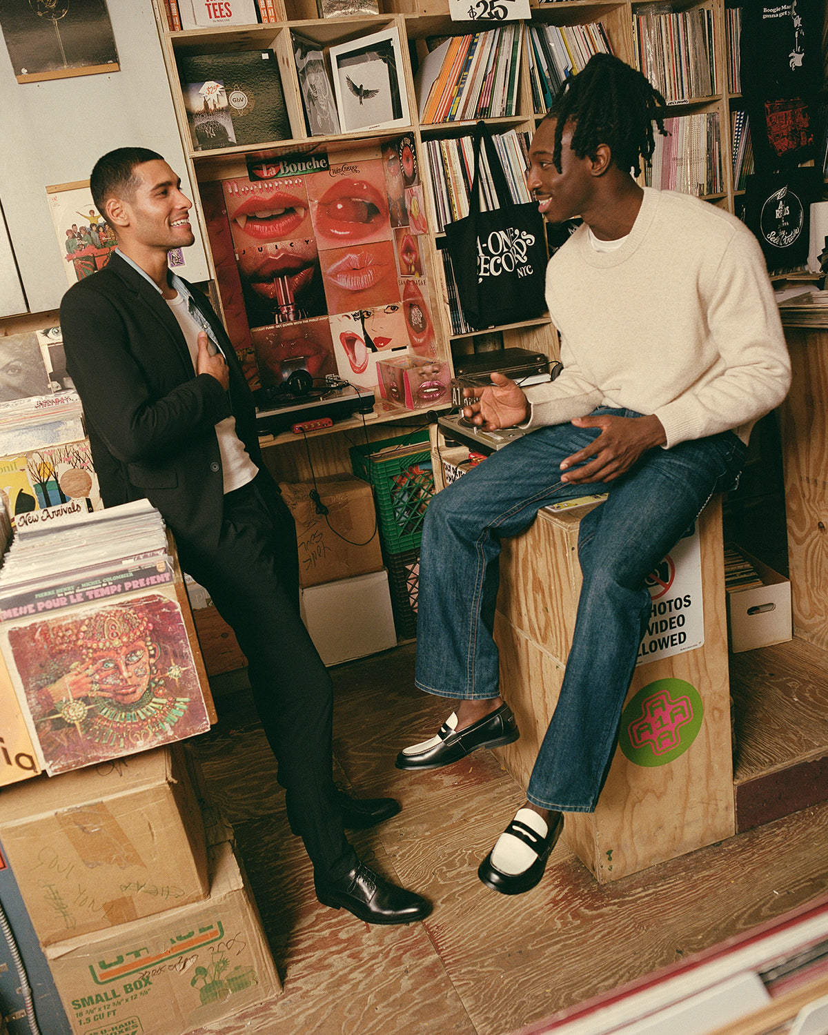 NATAN Black/ White Leather Men's Slip-On Dress Loafer