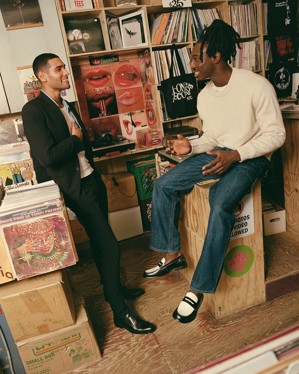 NATAN Black/ White Leather Men's Slip-On Dress Loafer