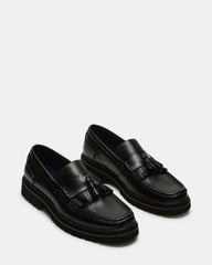 ARTHUS Black Leather Slip-On Tassel Men's Loafer