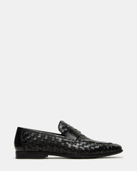 POCO Black Leather Woven Slip-On Men's Dress Loafer