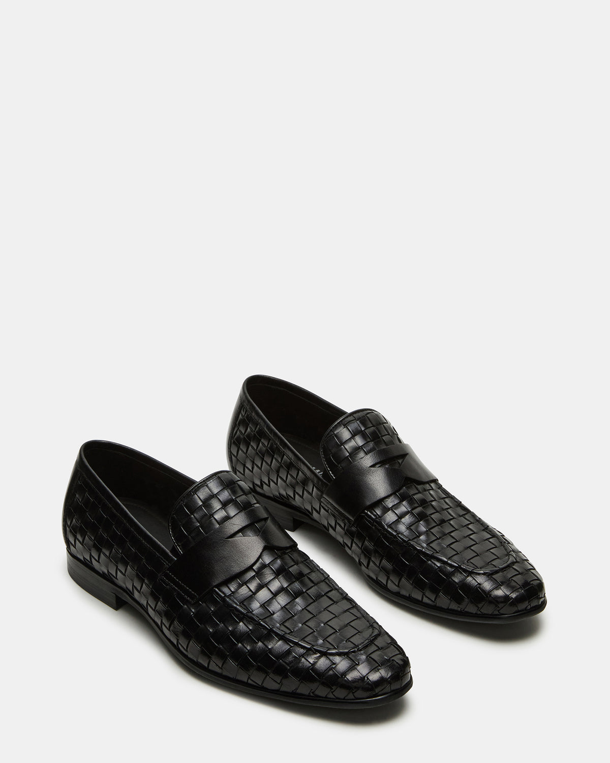 POCO Black Leather Woven Slip-On Men's Dress Loafer