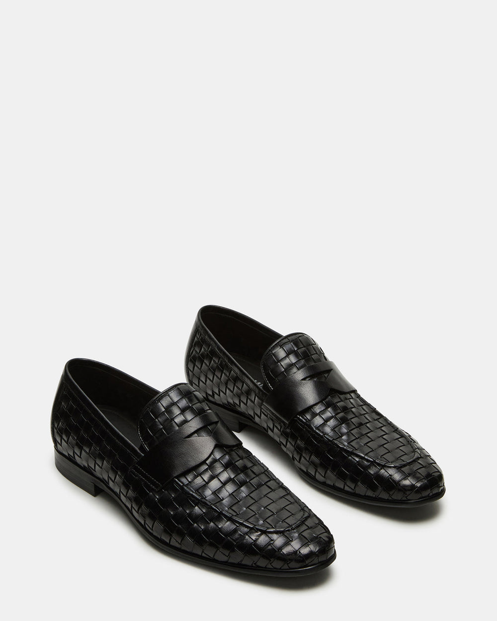POCO Black Leather Woven Slip-On Men's Dress Loafer