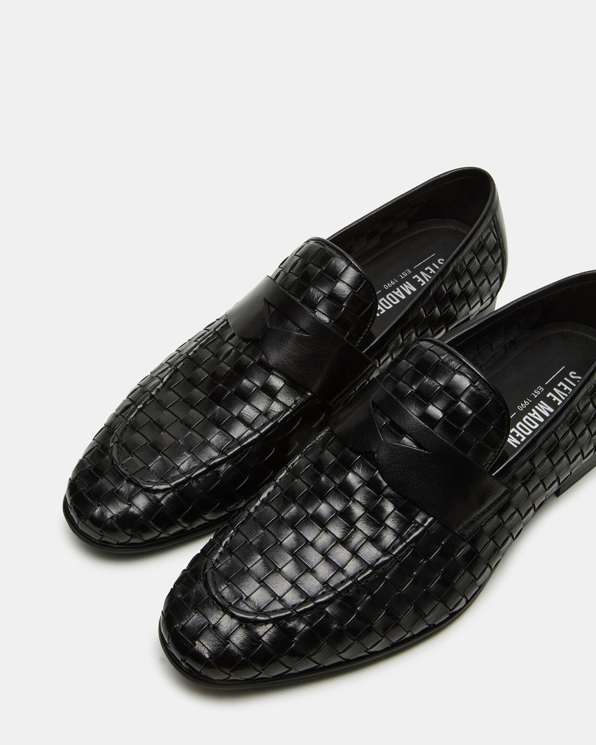 POCO Black Leather Woven Slip-On Men's Dress Loafer
