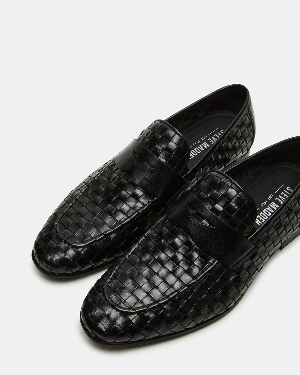 POCO Black Leather Woven Slip-On Men's Dress Loafer