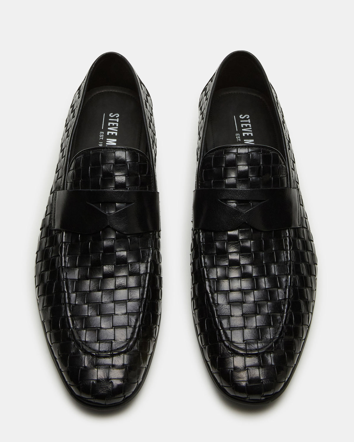 POCO Black Leather Woven Slip-On Men's Dress Loafer