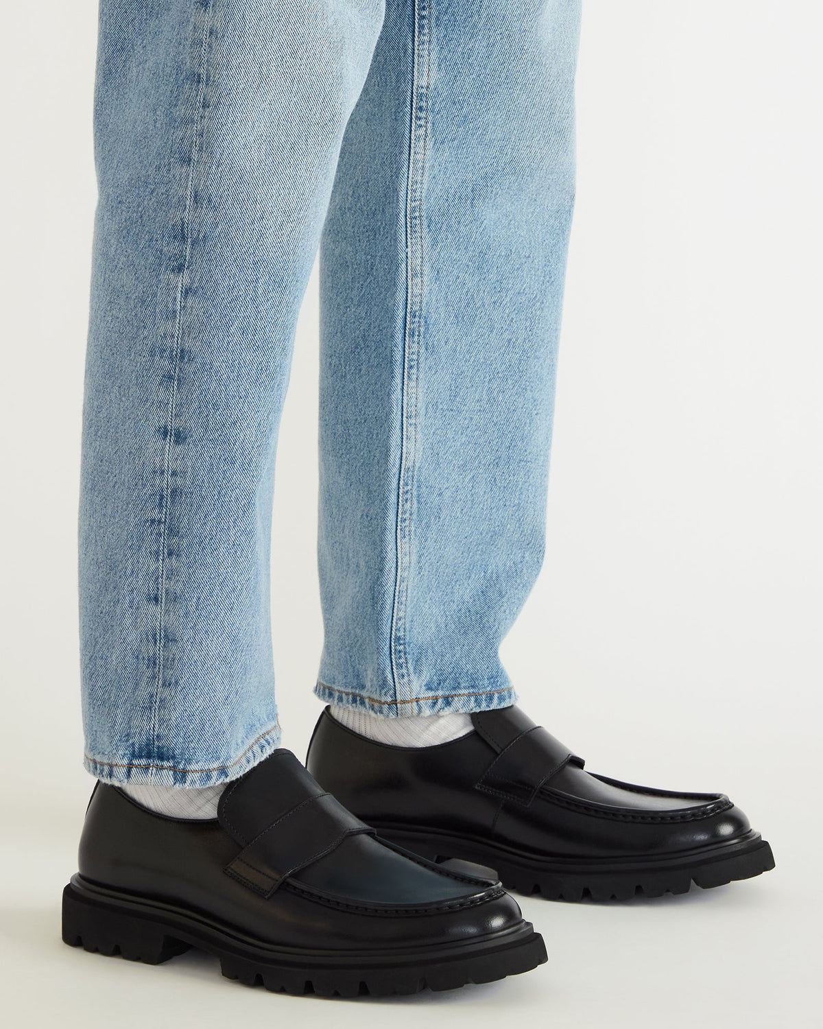 RADKIN Black Leather Slip-On Dress Men's Loafer