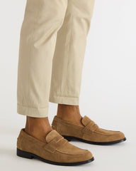 NATAN Taupe Suede Slip-On Dress Men's Loafer