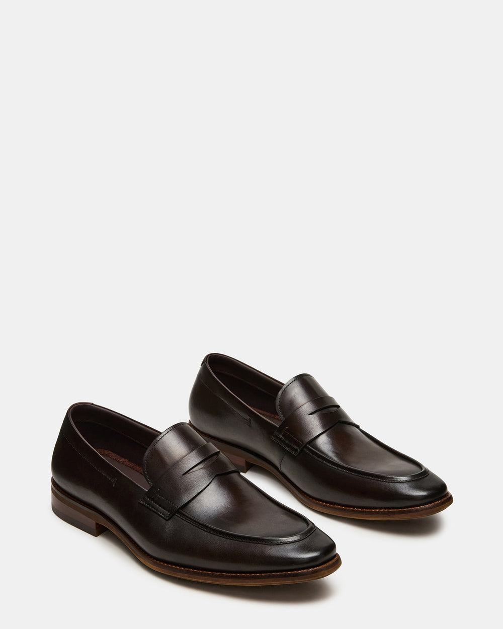 LIGHTNING Brown Leather Round-Toe Slip-On Men's Loafer