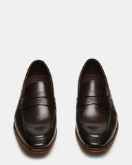 LIGHTNING Brown Leather Round-Toe Slip-On Men's Loafer