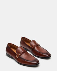 CHAPLIN Tan Leather Woven-Strap Buckle Slip-On Men's Loafer