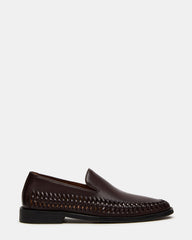 NAPOLI Brown Leather Slip-On Woven Men's Loafer