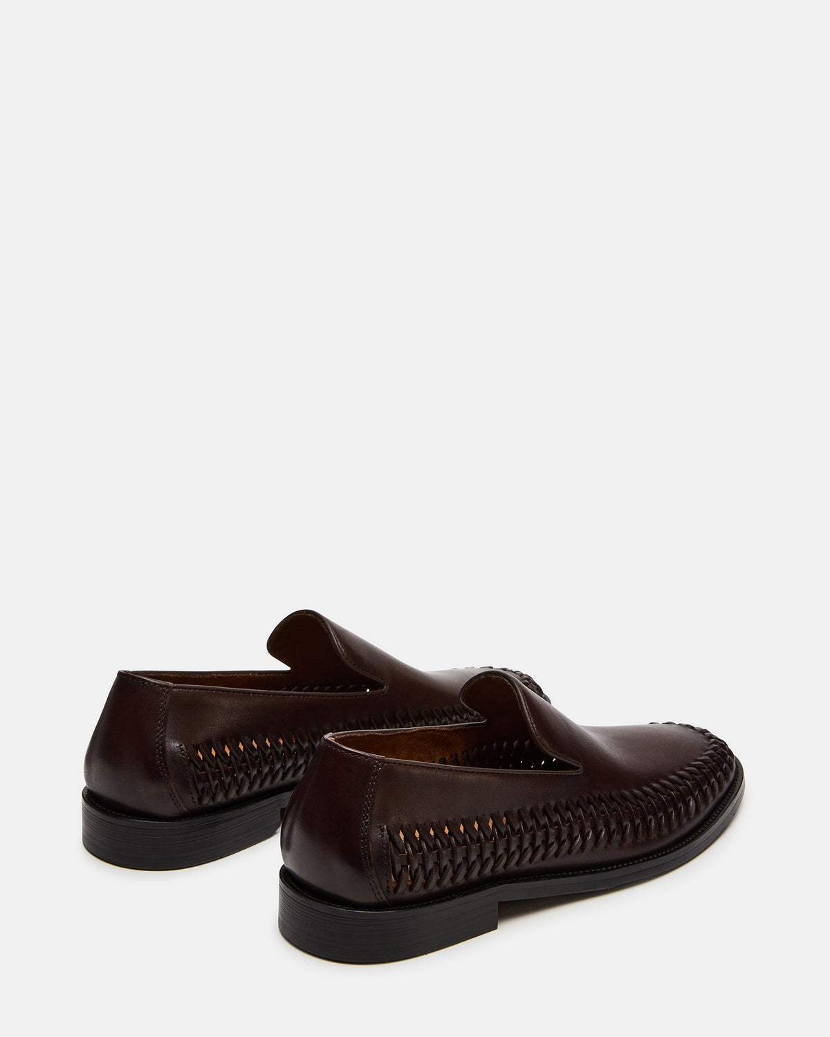 NAPOLI Brown Leather Slip-On Woven Men's Loafer