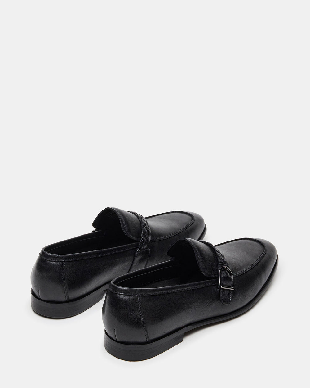 CHAPLIN Black Leather Woven-Strap Buckle Slip-On Men's Loafer