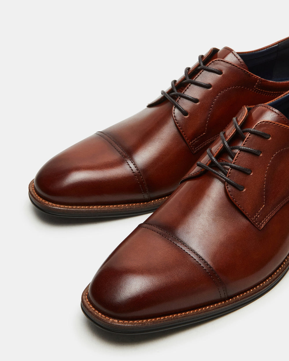 HASEN Tan Leather Men's Lace-Up Dress Shoe