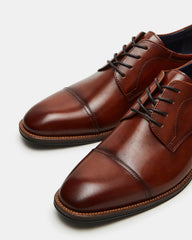 HASEN Tan Leather Men's Lace-Up Dress Shoe