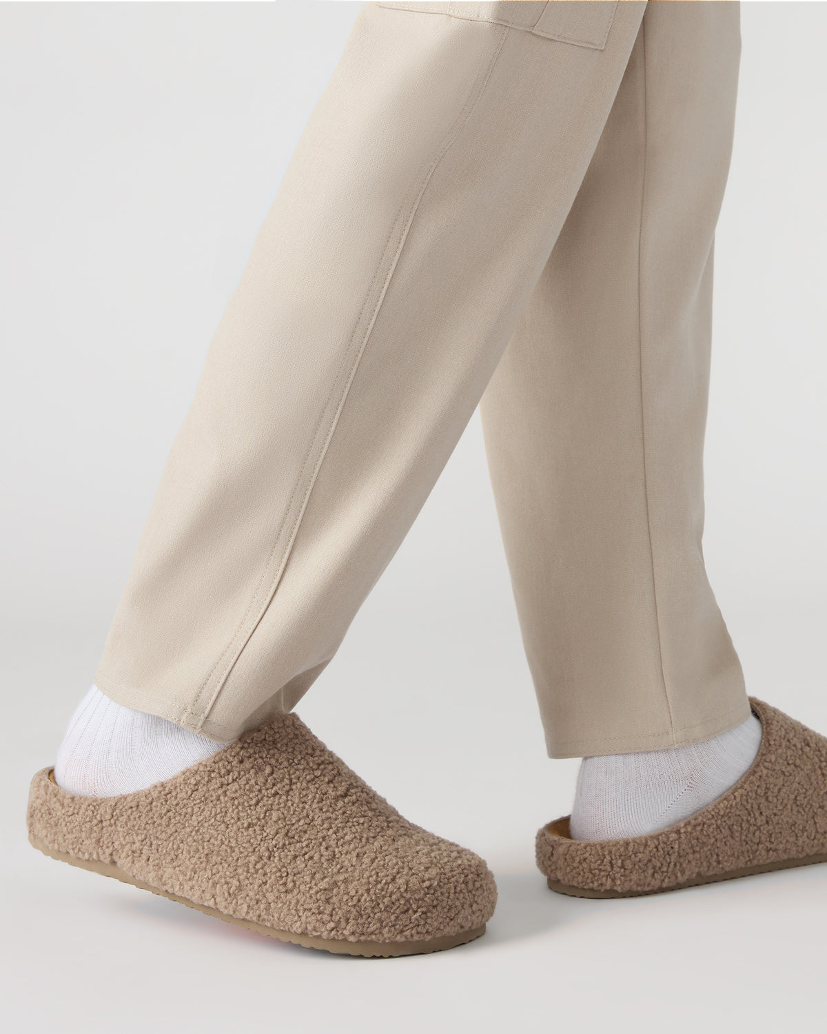 WENDELIN Taupe Faux Shearling Footbed Slip-On Men's Casual Clog