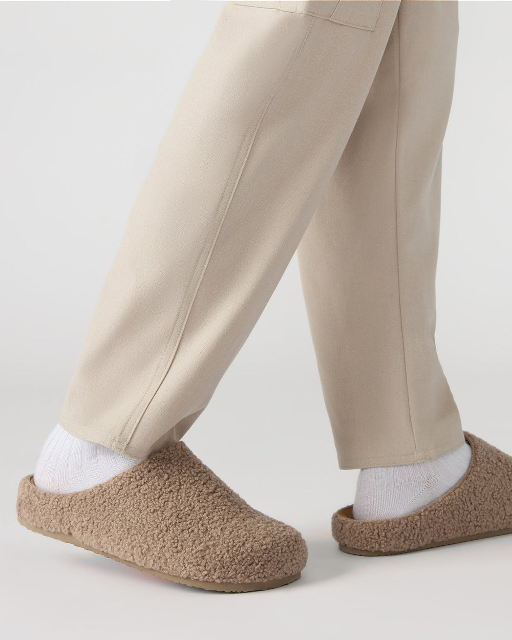 WENDELIN Taupe Faux Shearling Footbed Slip-On Men's Casual Clog