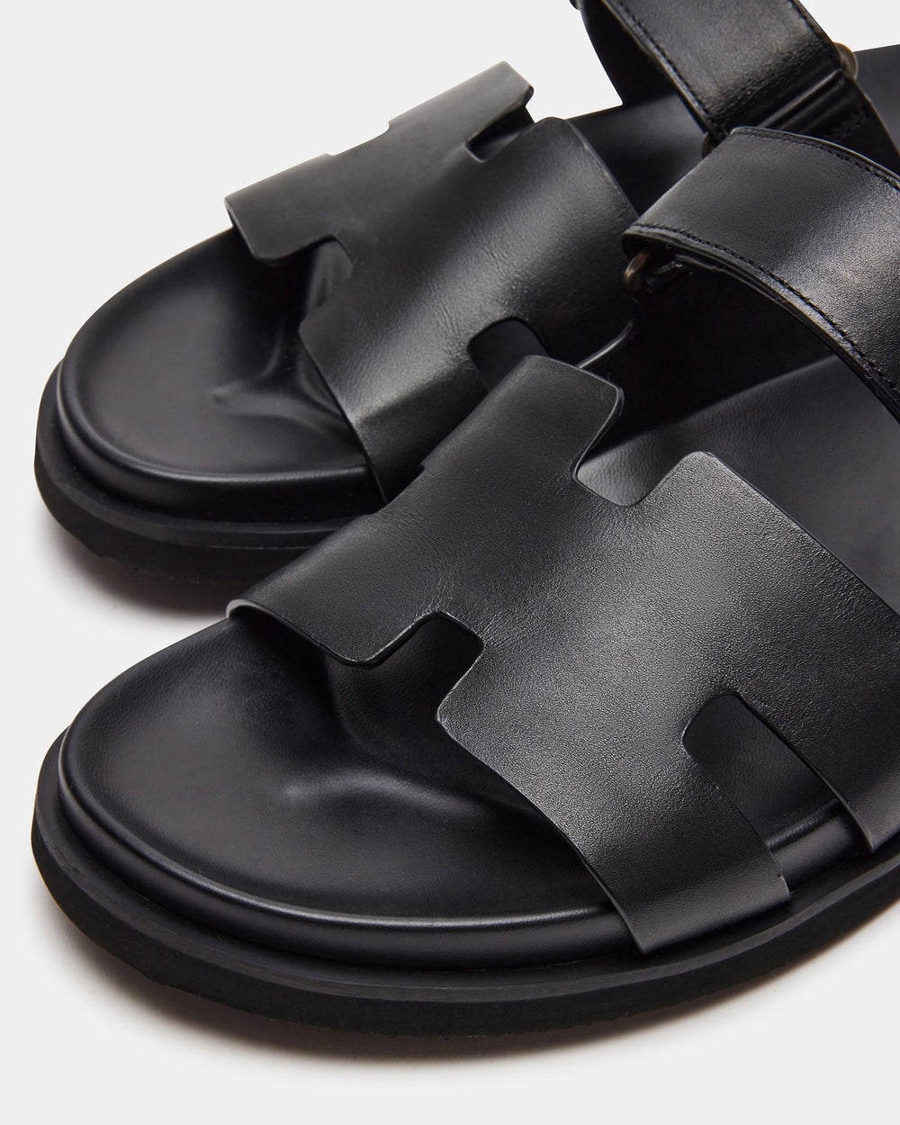 MAIVEN Black Leather Men's Fisherman Sandal