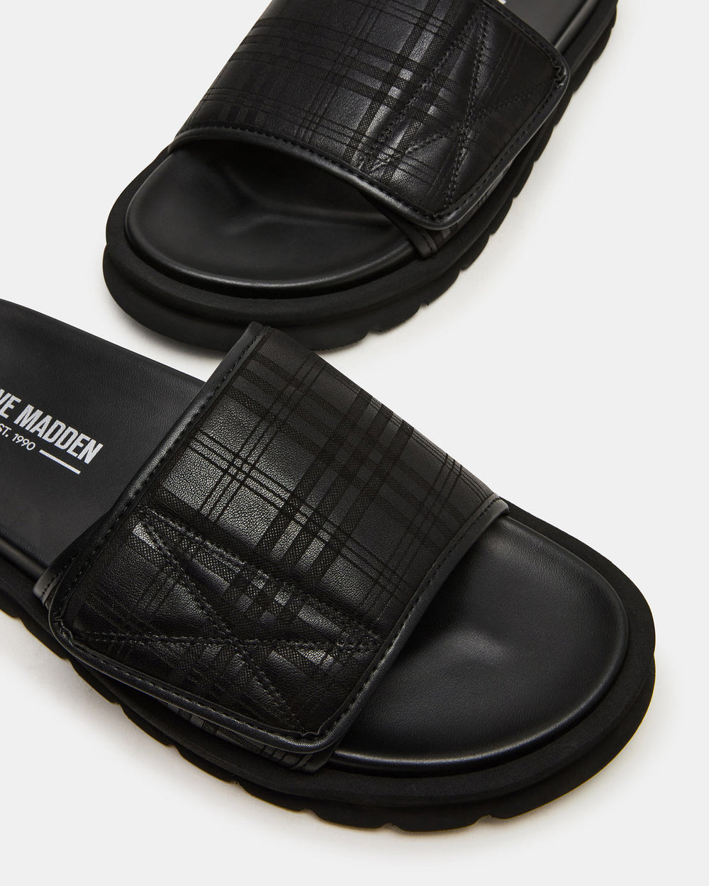 REESE Black Slide Footbed Rounded-Toe Men's Sandal