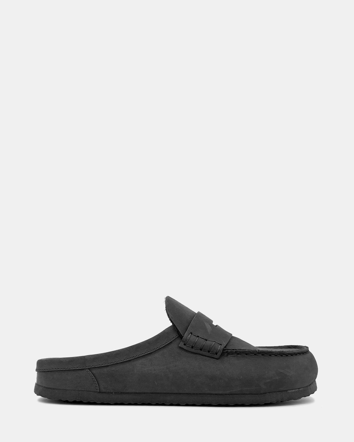 WYATT Black Leather Slip-On Clog Men's Casual