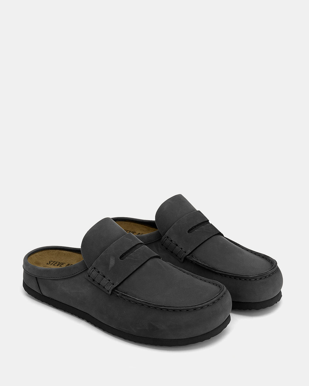 WYATT Black Leather Slip-On Clog Men's Casual