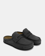 WYATT Black Leather Slip-On Clog Men's Casual