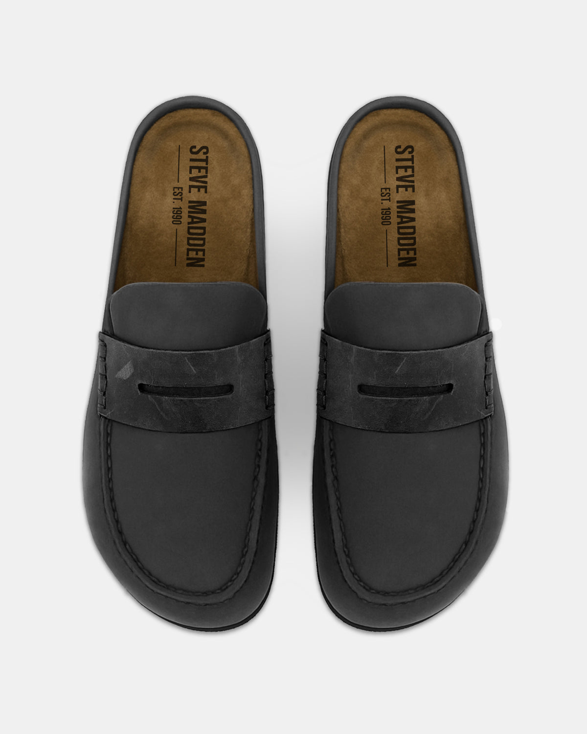 WYATT Black Leather Slip-On Clog Men's Casual