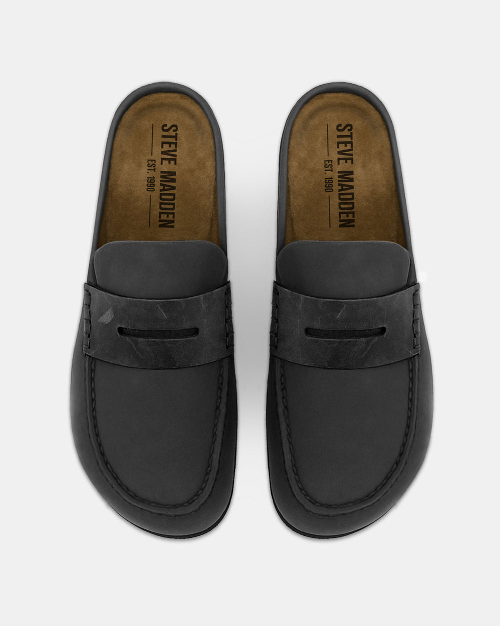 WYATT Black Leather Slip-On Clog Men's Casual