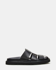 BLAZET Black Leather Footbed Fisherman Men's Sandal