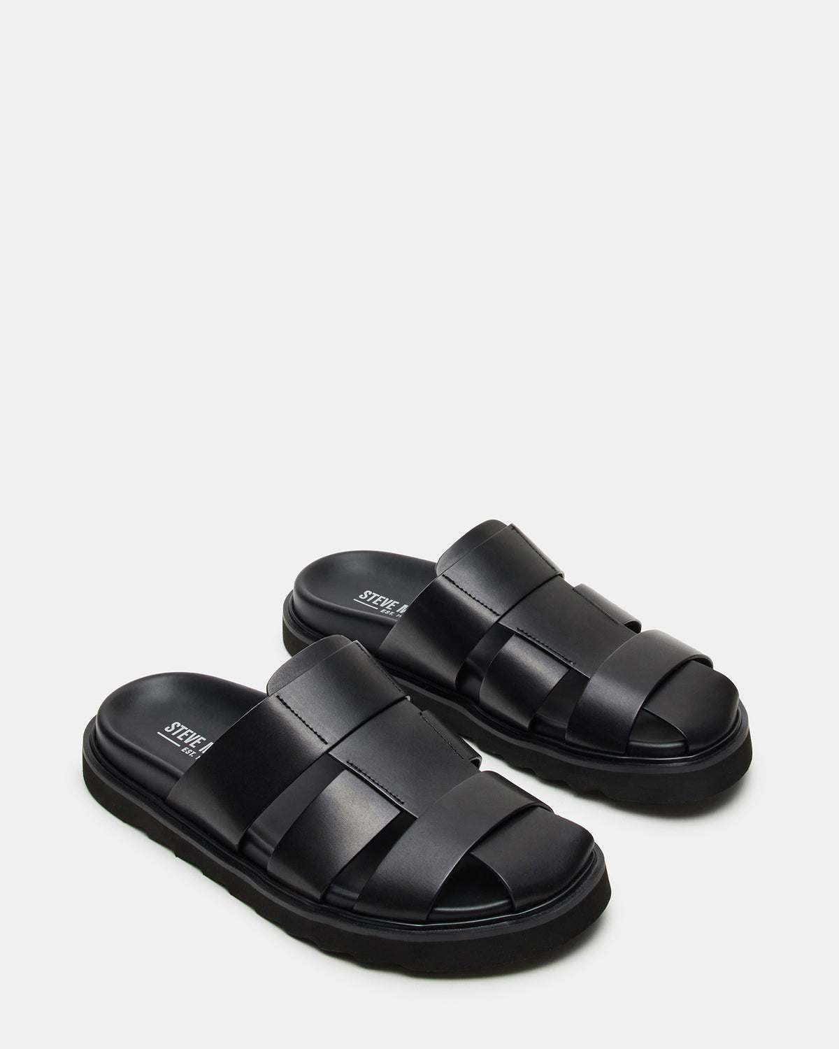 BLAZET Black Leather Footbed Fisherman Men's Sandal