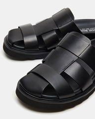 BLAZET Black Leather Footbed Fisherman Men's Sandal